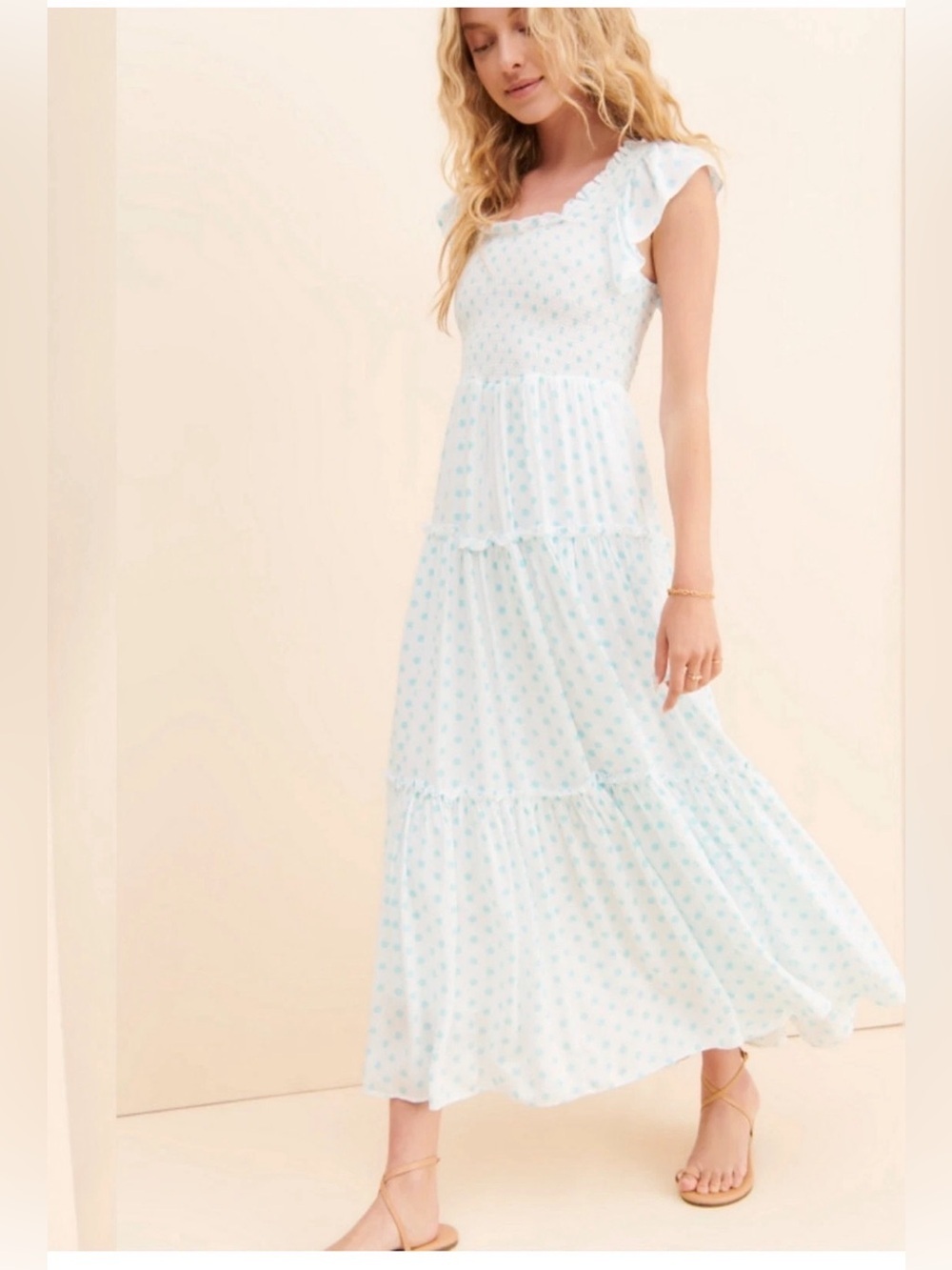 Araminta James Positano Tiered Polka Dot Maxi Dress S - Picture 4 of 13